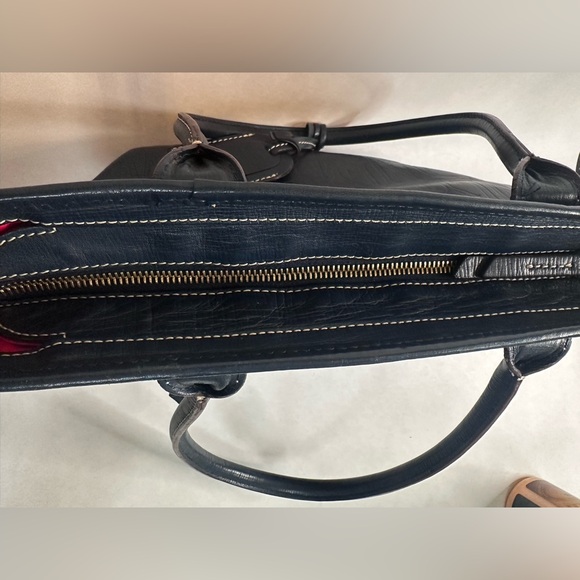 Dooney & Bourke Embossed Logo Leather Tote Bag - Navy Blue - Picture 8 of 13